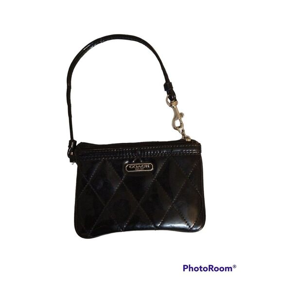 Coach Patent Leather Wristlet Black Y2k - Picture 1 of 9
